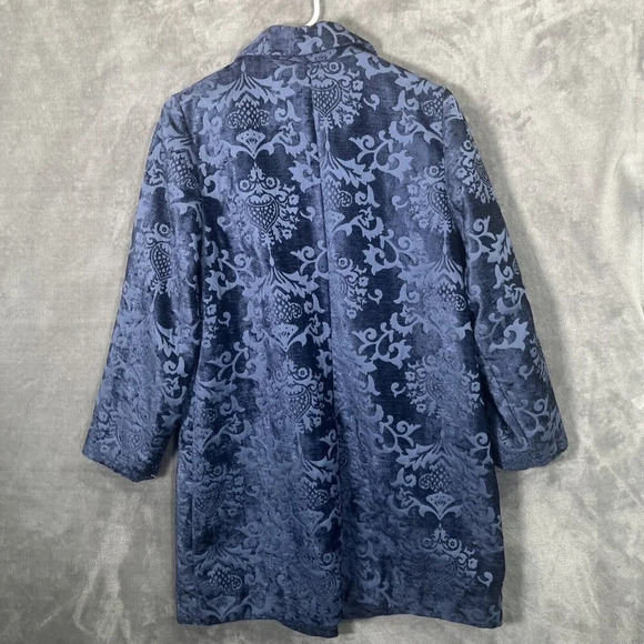 CHICO'S Chenille Jacquard Jacket Size 1 Petite/ Small Mid Length Trench Winter - Picture 3 of 7